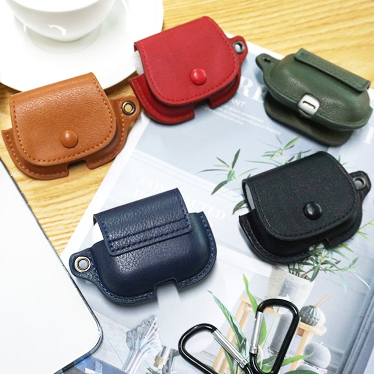 For AirPods 3 Backpack Style PU Leather Earphone Protective Case with Lanyard(Black)