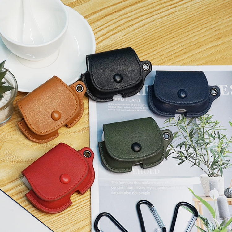 For AirPods 3 Backpack Style PU Leather Earphone Protective Case with Lanyard(Red)
