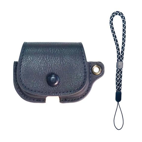 For AirPods Pro 2 Backpack Style PU Leather Earphone Protective Case with Lanyard(Dark Blue)