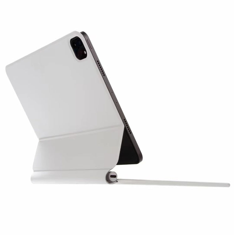 For iPad Pro 12.9 inch 2021/2020/2018 P129 Bluetooth Keyboard Leather Case with Touch Pad(White)