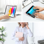 For iPad 2025 / 2022 DUX DUCIS TOBY Series Antiskid Leather Smart Tablet Case(Pink)
