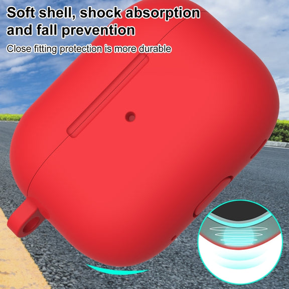 For AirPods Pro 2 Thickened One-piece Shockproof Earphone Case(Red)