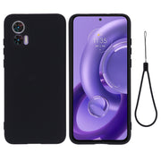 For Motorola Edge 30 Lite 5G / 30 Neo 5G Pure Color Liquid Silicone Shockproof Phone Case(Black)
