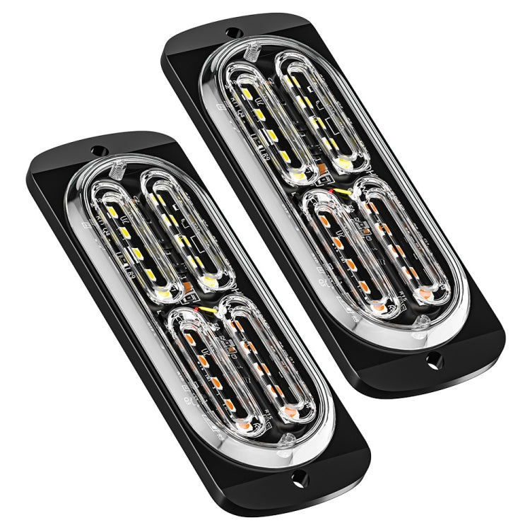 2pcs DC12-24V 3.2W Car 20LED Ultra-thin Strobe Light(White + Yellow Light) - Warning Lights by PMC TechLife | Online Shopping South Africa | PMC TechLife | Buy Now Pay Later Mobicred