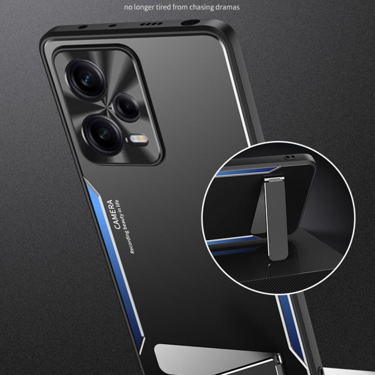 For Xiaomi Redmi Note 12 Pro+ China Blade Series TPU + Titanium Alloy Phone Case with Holder(Black Gold) - Note 12 Pro+ Cases by PMC TechLife | Online Shopping South Africa | PMC TechLife | Buy Now Pay Later Mobicred