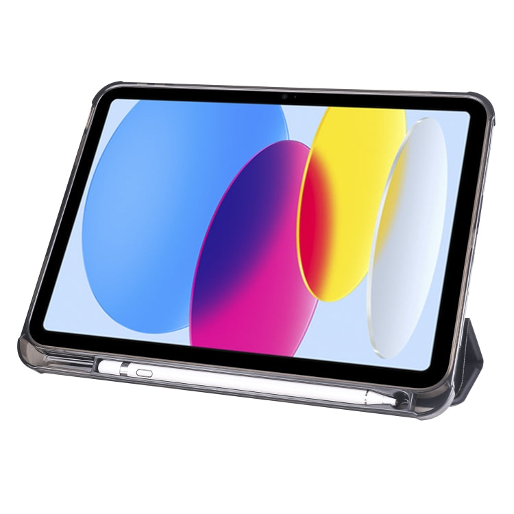 For iPad 10th Gen 10.9 2022 Four-corner Airbag Shockproof Three-fold Tablet Leather Case(Black) - iPad 10th Gen 10.9 Cases by PMC TechLife | Online Shopping South Africa | PMC TechLife