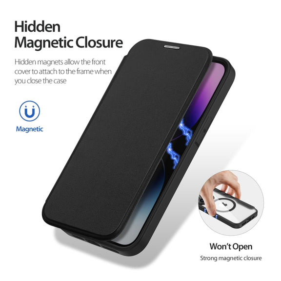 For iPhone 14 Pro DUX DUCIS Skin X Pro Series Magsafe PC + TPU Phone Leather Case(Black)