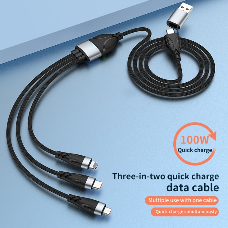 ADC-008 100W USB/Type-C to Type-C + 8 Pin + Micro USB Two to Three Fully Compatible Fast Charge Data Cable, Length:1.2m - Multifunction Cable by PMC Jewellery | Online Shopping South Africa | PMC Jewellery | Buy Now Pay Later Mobicred