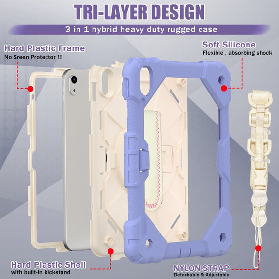 For iPad 2025 / 2022 Contrast Color Robot Shockproof Silicon + PC Tablet Protective Case(Purple beige)