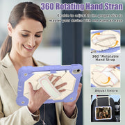 For iPad 2025 / 2022 Contrast Color Robot Shockproof Silicon + PC Tablet Protective Case(Purple beige)