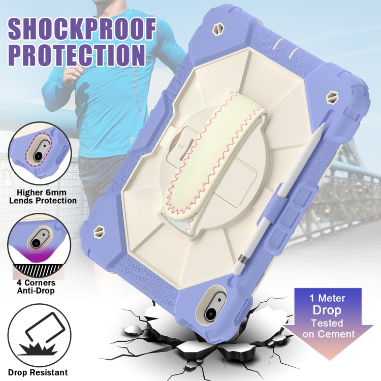 For iPad 2025 / 2022 Contrast Color Robot Shockproof Silicon + PC Tablet Protective Case(Purple beige)