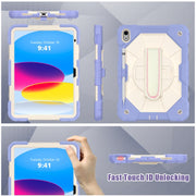 For iPad 2025 / 2022 Contrast Color Robot Shockproof Silicon + PC Tablet Protective Case(Purple beige)