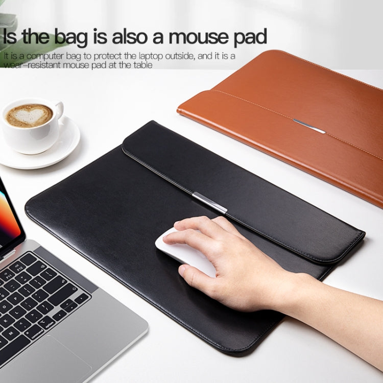 For 13.3 / 13.6 / 14 inch Laptop Ultra-thin Leather Laptop Sleeve(Black)
