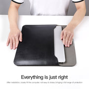 For 13.3 / 13.6 / 14 inch Laptop Ultra-thin Leather Laptop Sleeve(Brown)