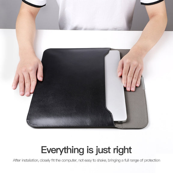 For 13.3 / 13.6 / 14 inch Laptop Ultra-thin Leather Laptop Sleeve(Black)