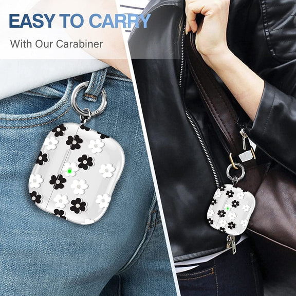 For AirPods 3 Glitter Four-color Flower Earphone Protective Case(Black White)