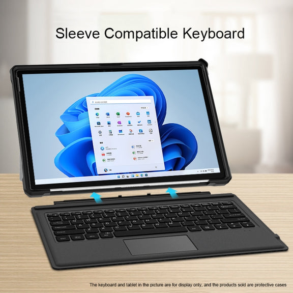 For Microsoft Surface Pro 8 Striped Hollow Tablet Case with Holder Cover(Black)