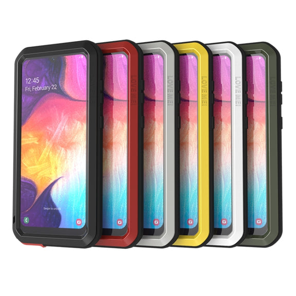 For Galaxy A50 LOVE MEI Metal Shockproof Water-resistant Dustproof Protective Case(Silver)