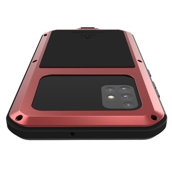 For Galaxy A51 LOVE MEI Metal Shockproof Water-resistant Dustproof Protective Case(Red)