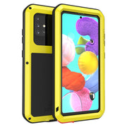For Galaxy A51 LOVE MEI Metal Shockproof Water-resistant Dustproof Protective Case(Yellow)