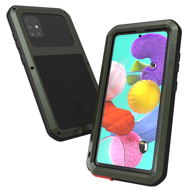 For Galaxy A51 LOVE MEI Metal Shockproof Waterproof Dustproof Protective Case(Army Green) - free shipping - PMC TechLife - Order now!