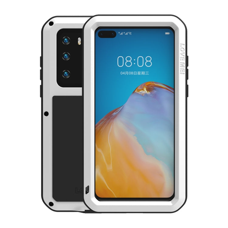 For Huawei P40 LOVE MEI Metal Shockproof Waterproof Dustproof Protective Case(White) - free shipping - PMC TechLife - Order now!