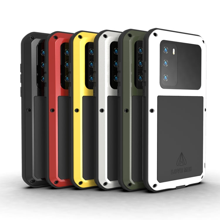 For Huawei P40 LOVE MEI Metal Shockproof Water-resistant Dustproof Protective Case(Army Green)
