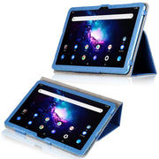 For TCL 10 TabMax 4G Printed Leather Tablet Case with Holder(Blue)