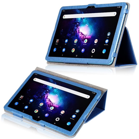 For TCL 10 TabMax 4G Printed Leather Tablet Case with Holder(Blue)