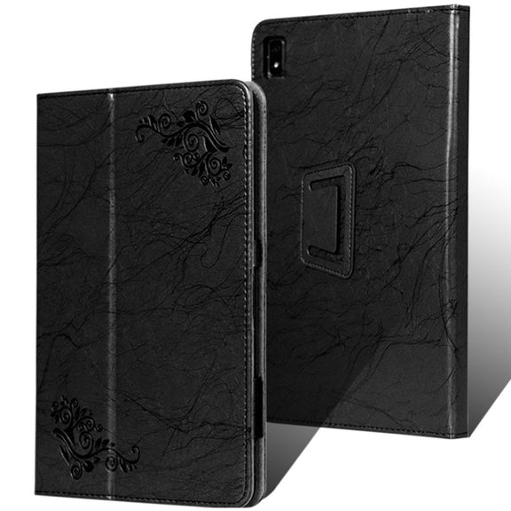 For TCL 10 TabMax 4G Printed Leather Tablet Case with Holder(Black)