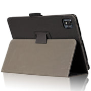 For TCL NxtPaper 10s Skin Texture Leather Tablet Case with Holder(Black)