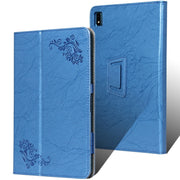 For TCL Tab Pro 5G Flower Embossed Leather Tablet Case with Holder(Blue)