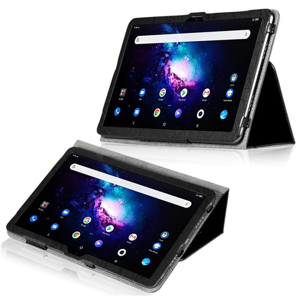 For TCL Tab Pro 5G Flower Embossed Leather Tablet Case with Holder(Black)