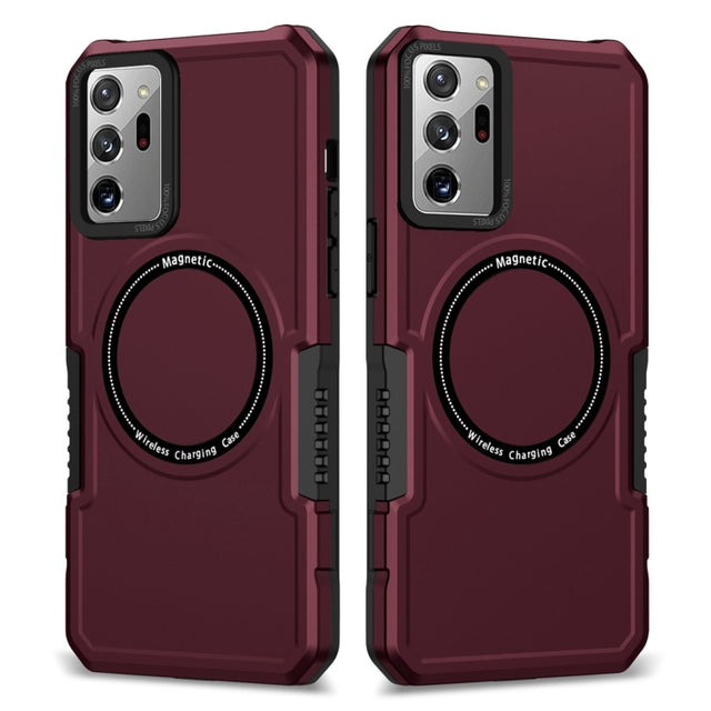 For Samsung Galaxy Note20 Ultra MagSafe Shockproof Armor Phone Case(Wine Red)