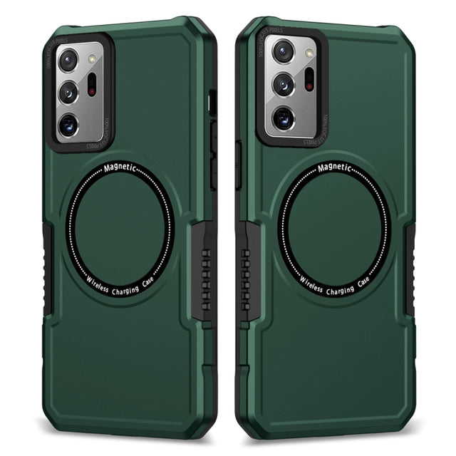 For Samsung Galaxy Note20 Ultra MagSafe Shockproof Armor Phone Case(Dark Green)
