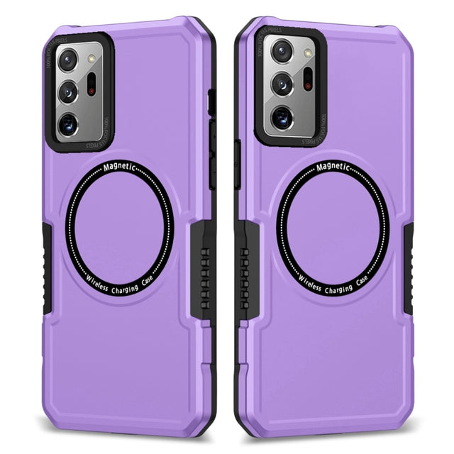 For Samsung Galaxy Note20 Ultra MagSafe Shockproof Armor Phone Case(Purple)