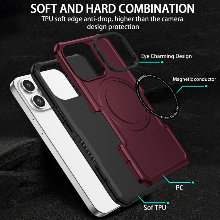 For Samsung Galaxy S21 FE 5G MagSafe Shockproof Armor Phone Case(Wine Red) - Galaxy Phone Cases by PMC TechLife | Online Shopping South Africa | PMC TechLife