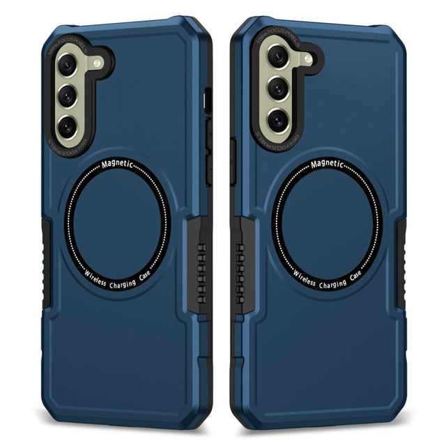 For Samsung Galaxy S21 FE 5G MagSafe Shockproof Armor Phone Case(Dark Blue)