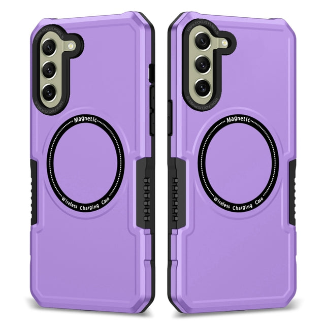 For Samsung Galaxy S21 FE 5G MagSafe Shockproof Armor Phone Case(Purple)