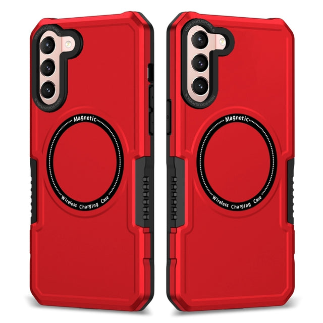 For Samsung Galaxy S21 5G MagSafe Shockproof Armor Phone Case(Red)