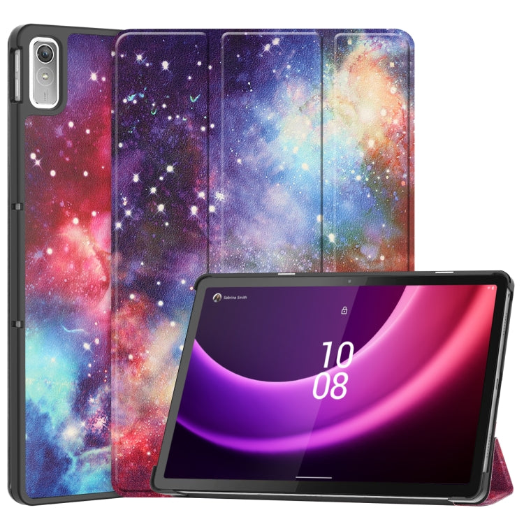 For Lenovo Tab P11 Gen 2 Custer Painted 3-Fold Holder Leather Smart Tablet Case(Milky Way Nebula) - Lenovo by PMC TechLife | Online Shopping South Africa | PMC TechLife | Buy Now Pay Later Mobicred