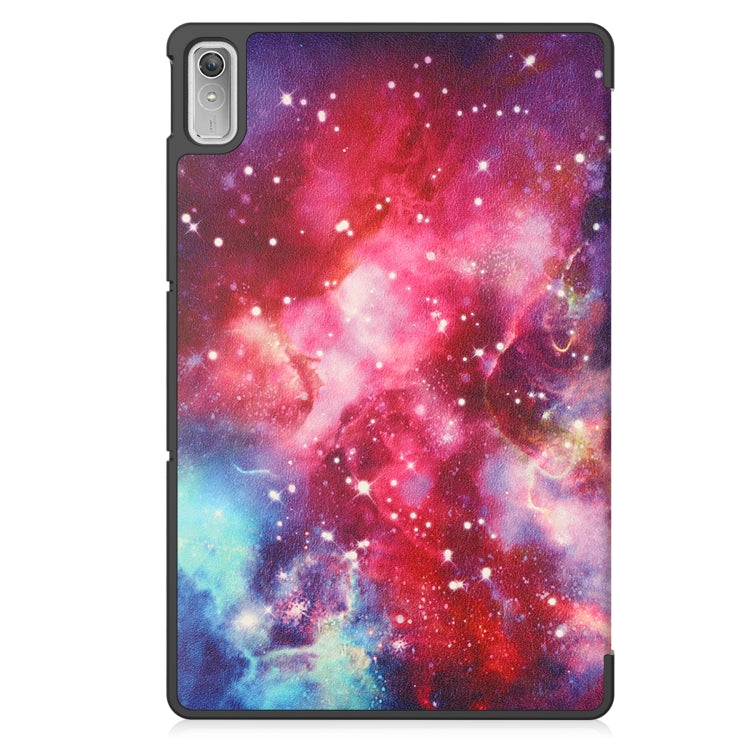 For Lenovo Tab P11 Gen 2 Custer Painted 3-Fold Holder Leather Smart Tablet Case(Milky Way Nebula) - Lenovo by PMC TechLife | Online Shopping South Africa | PMC TechLife | Buy Now Pay Later Mobicred