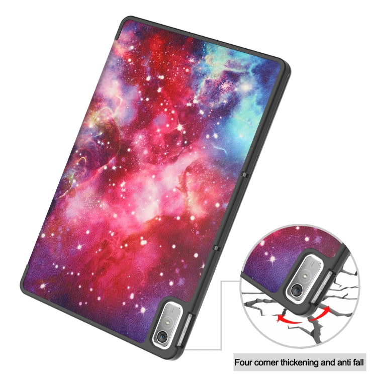 For Lenovo Tab P11 Gen 2 Custer Painted 3-Fold Holder Leather Smart Tablet Case(Milky Way Nebula) - Lenovo by PMC TechLife | Online Shopping South Africa | PMC TechLife | Buy Now Pay Later Mobicred