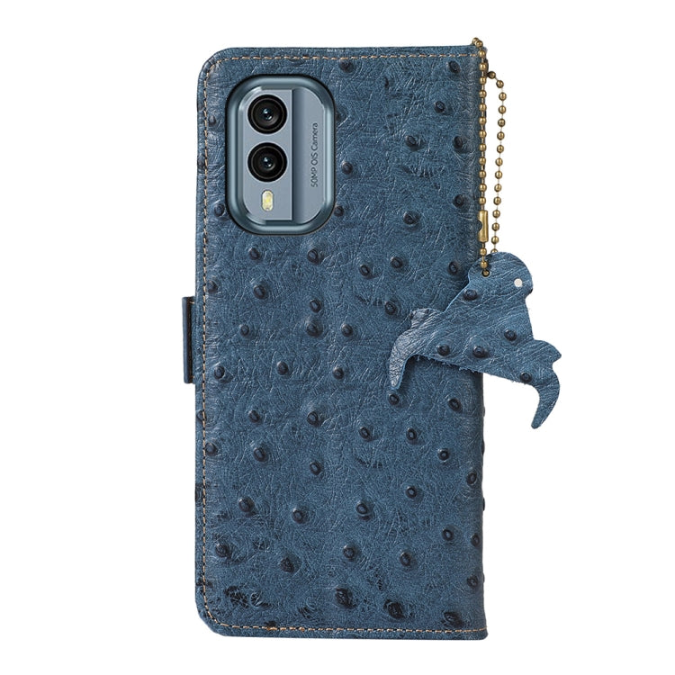 For Nokia X30 5G Ostrich Pattern Genuine Leather RFID Phone Case(Blue) - Nokia Cases by PMC TechLife | Online Shopping South Africa | PMC TechLife | Buy Now Pay Later Mobicred