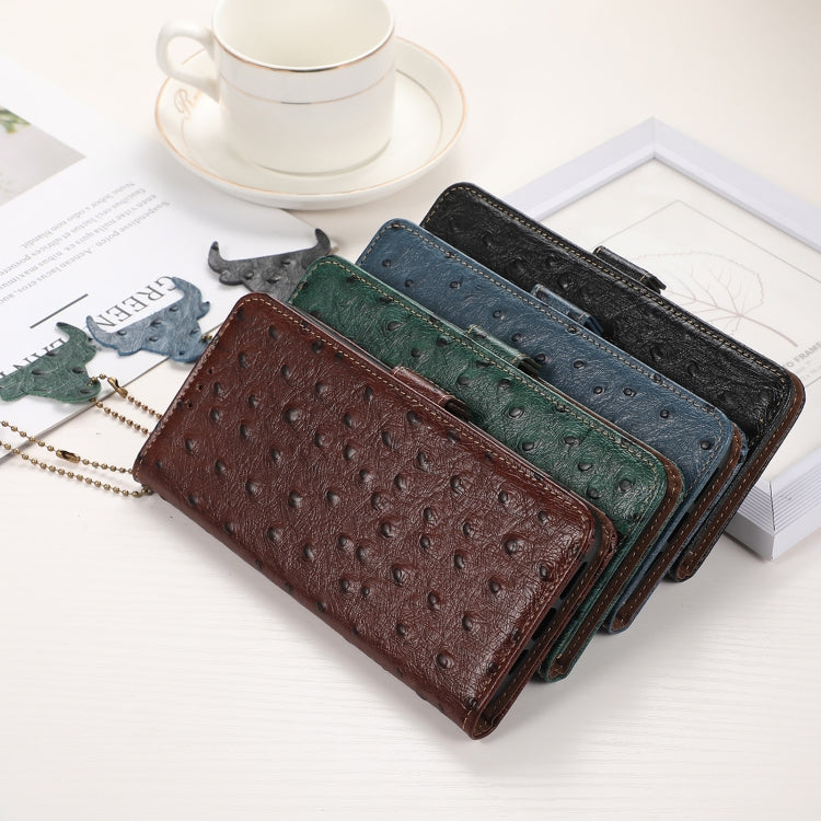 For Nokia X30 5G Ostrich Pattern Genuine Leather RFID Phone Case(Blue) - Nokia Cases by PMC TechLife | Online Shopping South Africa | PMC TechLife | Buy Now Pay Later Mobicred