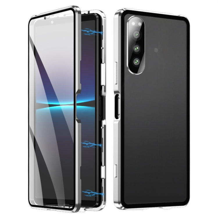 For Sony Xperia 5 IV HD Magnetic Metal Tempered Glass Phone Case(Silver) - Sony Cases by PMC TechLife | Online Shopping South Africa | PMC TechLife | Buy Now Pay Later Mobicred