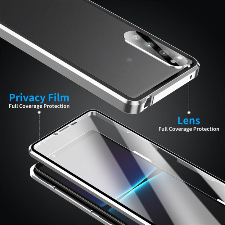 For Sony Xperia 5 IV HD Magnetic Metal Tempered Glass Phone Case(Silver) - Sony Cases by PMC TechLife | Online Shopping South Africa | PMC TechLife | Buy Now Pay Later Mobicred