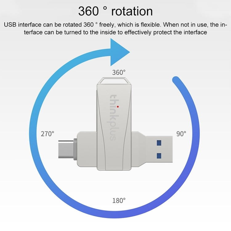 Lenovo Thinkplus MU252 USB 3.1 + USB-C / Type-C Flash Drive, Memory:256GB (Silver) - free shipping - PMC Jewellery - Order now!