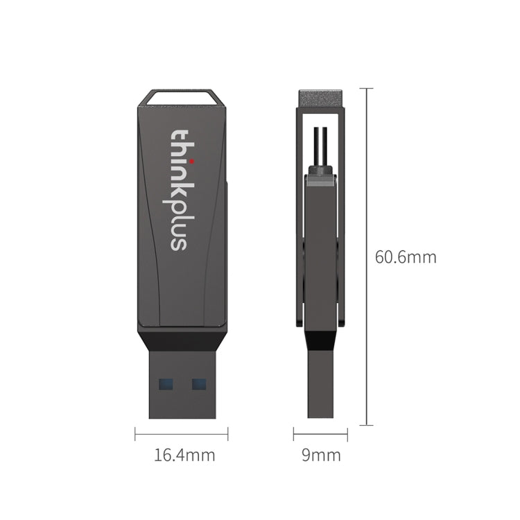 Lenovo Thinkplus MU252 USB 3.1 + USB-C / Type-C Flash Drive, Memory:256GB(Black) - free shipping - PMC Jewellery - Order now!