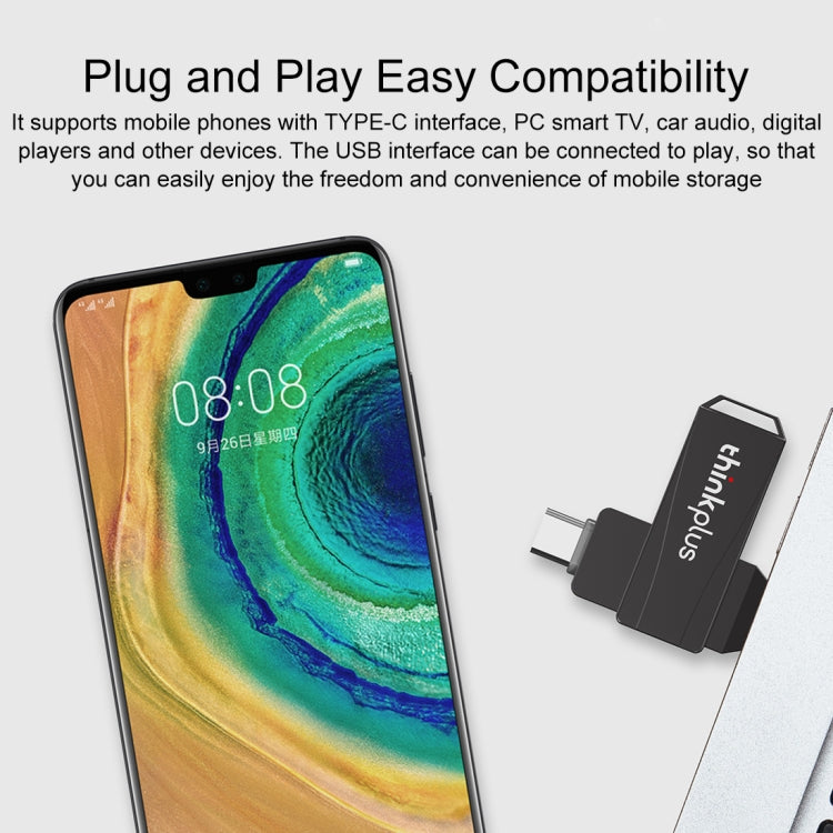 Lenovo Thinkplus MU252 USB 3.1 + USB-C / Type-C Flash Drive, Memory:256GB(Black) - free shipping - PMC Jewellery - Order now!